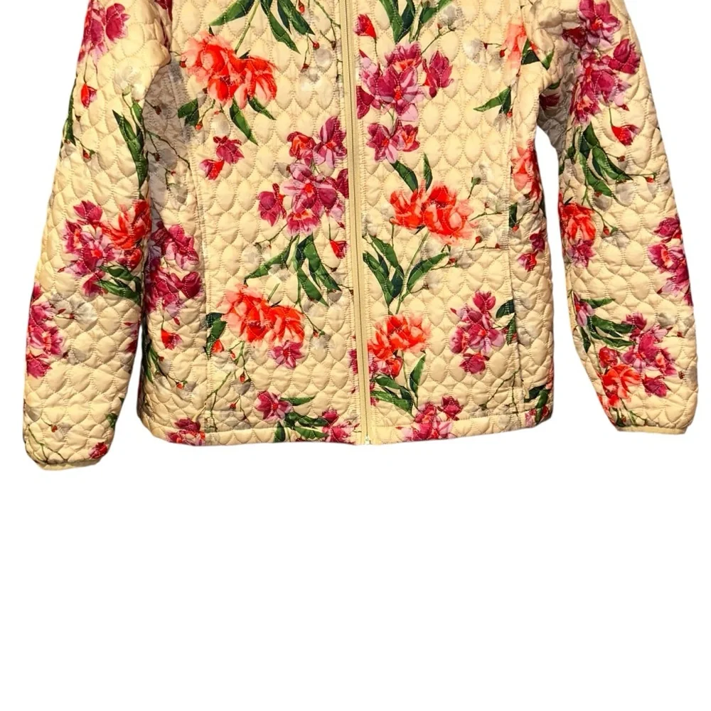 Lands End PrimaLoft Quilted Floral Jacket Womens‎ Large 14-16 Packable Coat